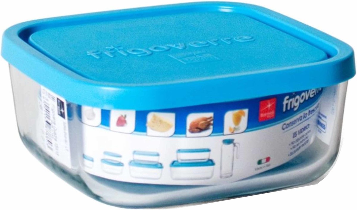 Bormioli Rocco Bewaarbakje/vershoudbakje Vigo - glas - vierkant - met deksel - 2 liter - meal prep