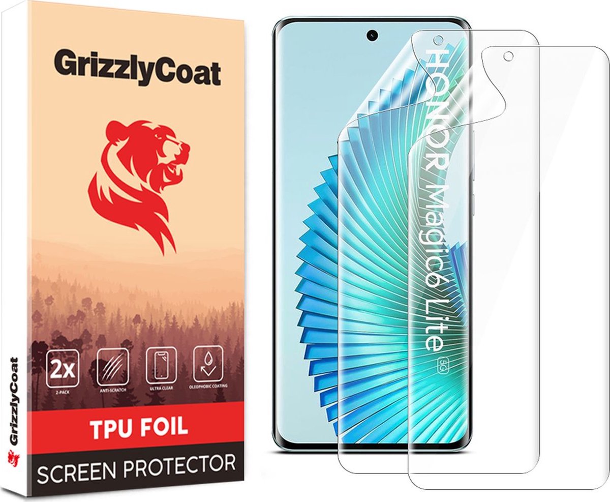 GrizzlyCoat Screenprotector geschikt voor HONOR Magic 6 Lite Hydrogel TPU | GrizzlyCoat Screenprotector - Case Friendly + Installatie Frame (2-Pack)