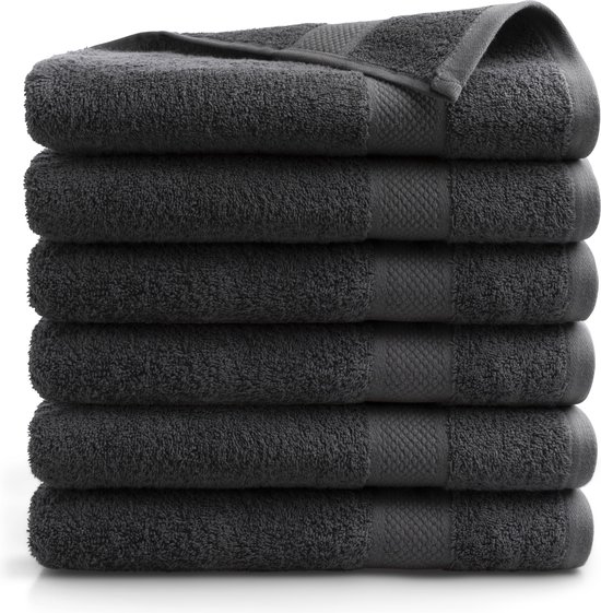 DoubleDry Serviettes Hotel Collection - 70x140 cm - lot de 6 - anthracite