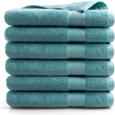 Bol.com DoubleDry Handdoeken Set 70 x 140 cm - 6 stuks - 100% zacht katoen 500 g/m2 - 6x Denimblauw aanbieding