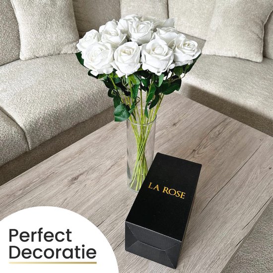 LA ROSE - Set de 15 roses - Roses Witte - Fleurs artificielles - Fleurs en soie