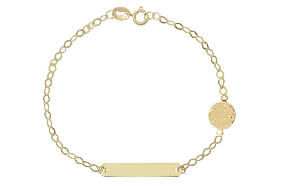 Baby/Kinder Plaatarmbandje Voetbal 14K