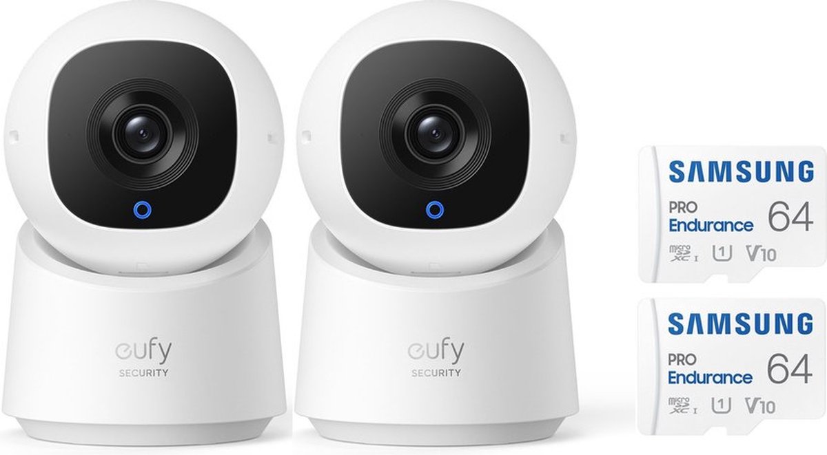 2-PACK eufy Security - Indoor Cam C220 + SAMSUNG MicroSDXC 64GB PRO - Bundel