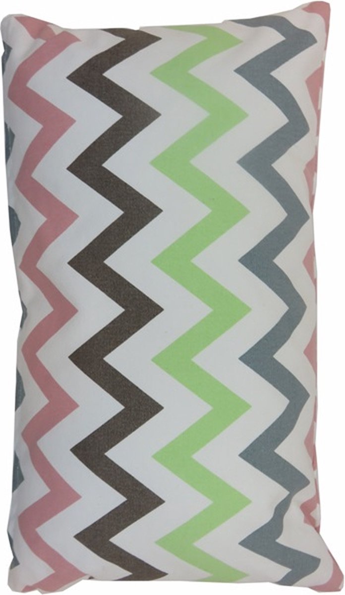 Linen & More Kussen Multi Zigzag Multi | 30 X 50 | Sierkussen Voor Woonkamer Of Slaapkamer Wit