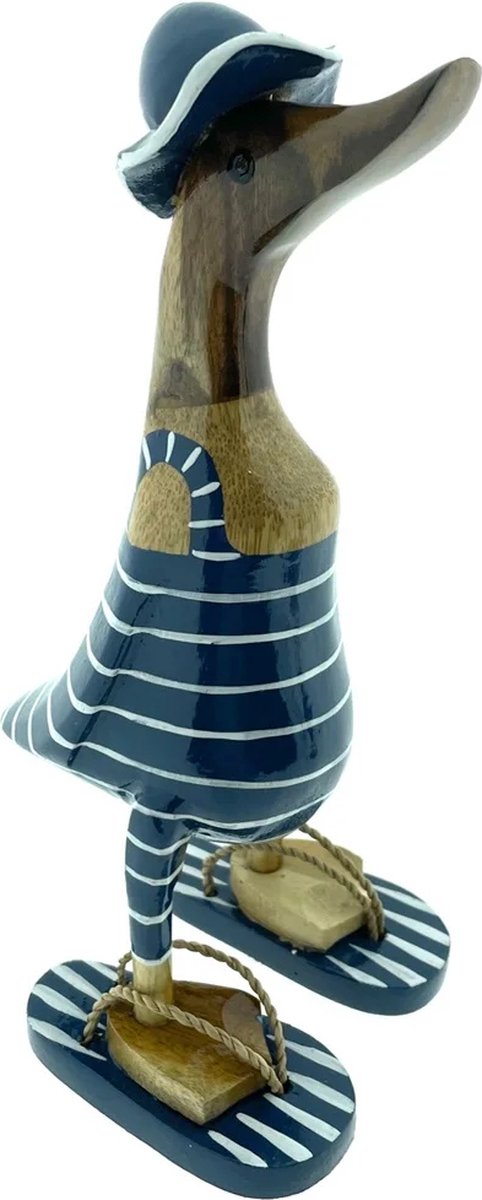 Houten eend Nout S donkerblauw wit