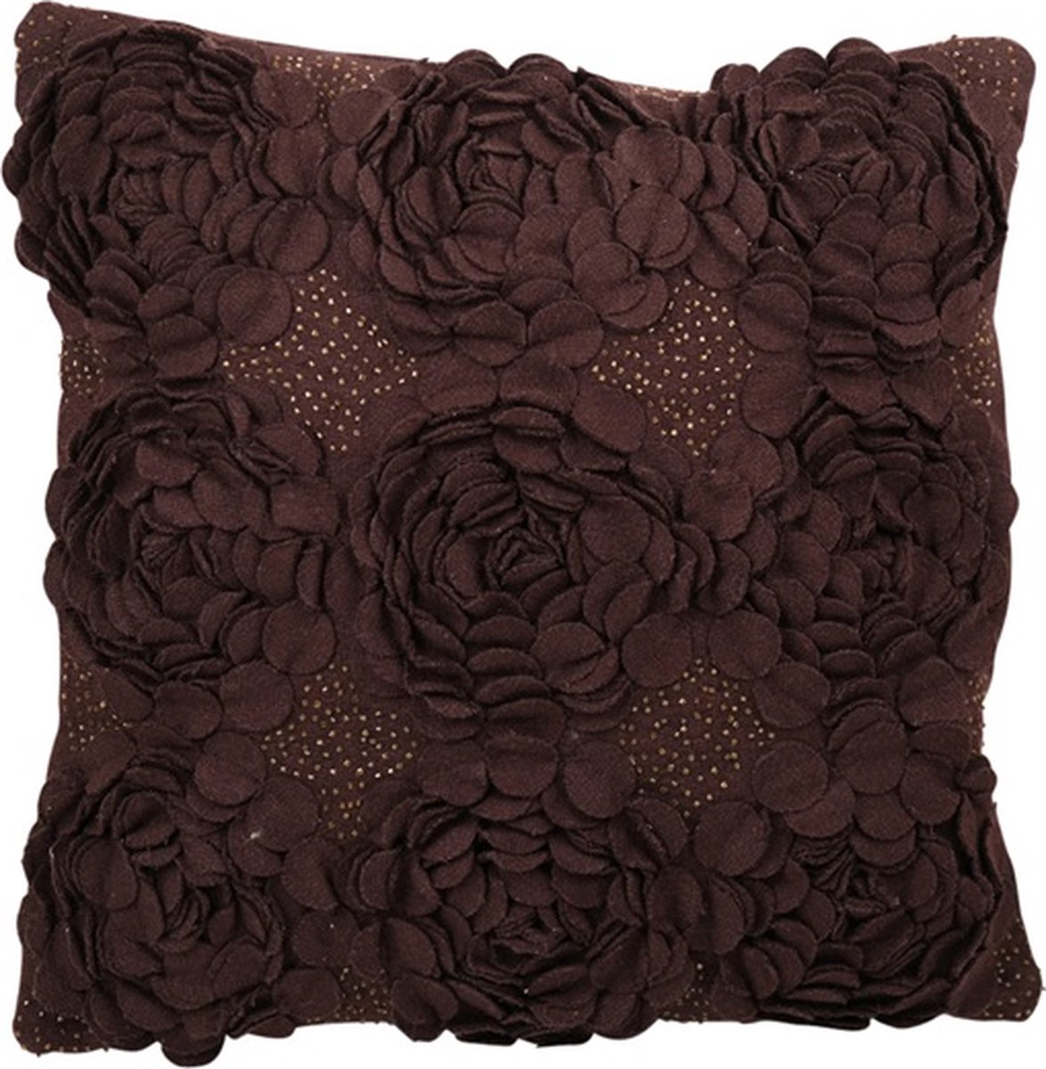 Linen & More Kussen Roses Beads Bruin | 45 X 45 | Sierkussen Voor Woonkamer Of Slaapkamer
