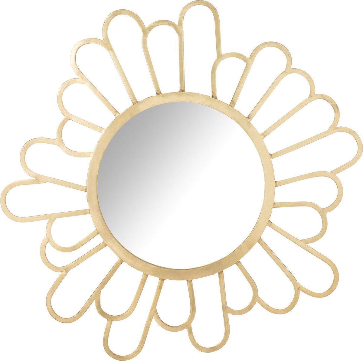 spiegel Bloem - metaal/spiegel - goud - Ø 90 cm