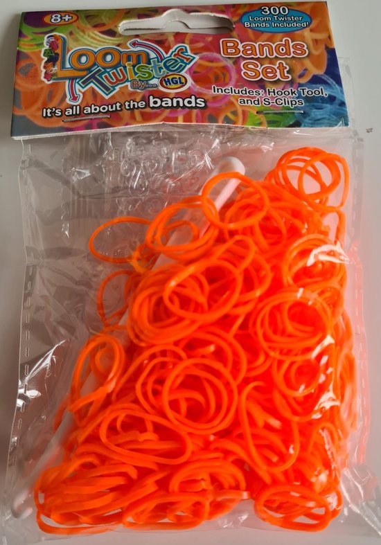 Foto: Loom bandjes oranje 300 stuks loombandjes loom twister loomelastiekjes elastiekjes inlcusief s clips haakjes