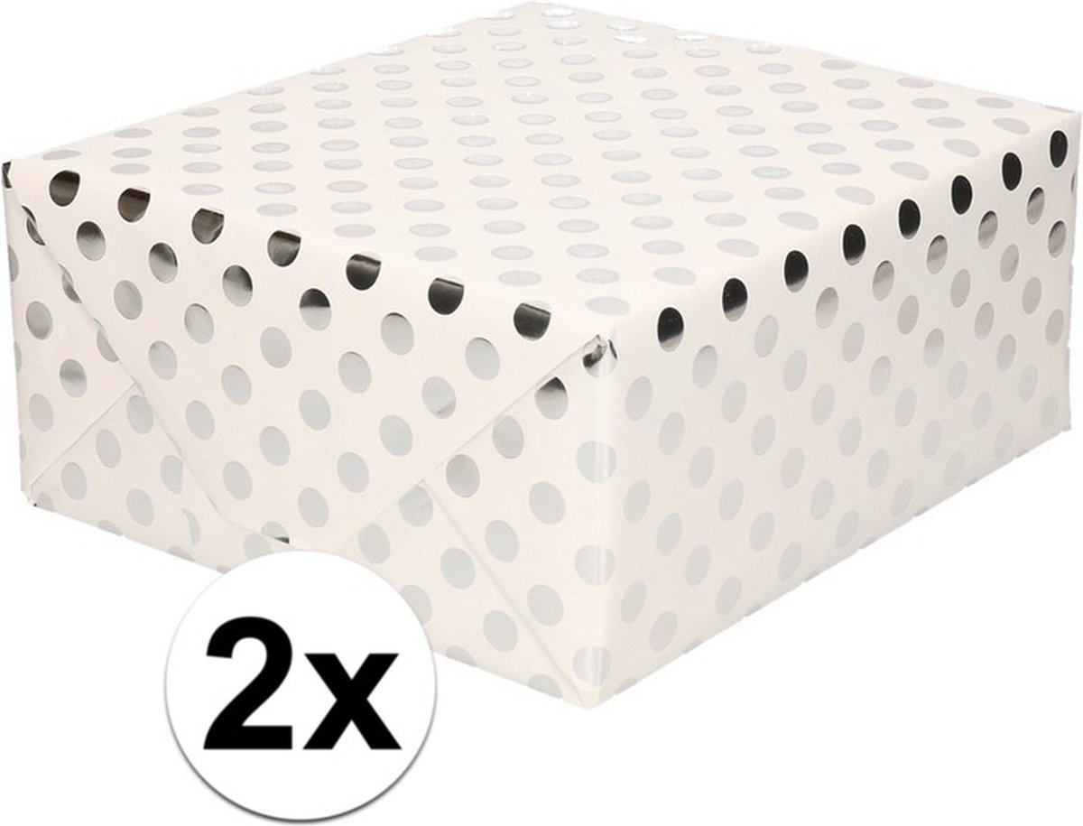 Inpakpapier - Dots zwart/goud | 70 cm breed