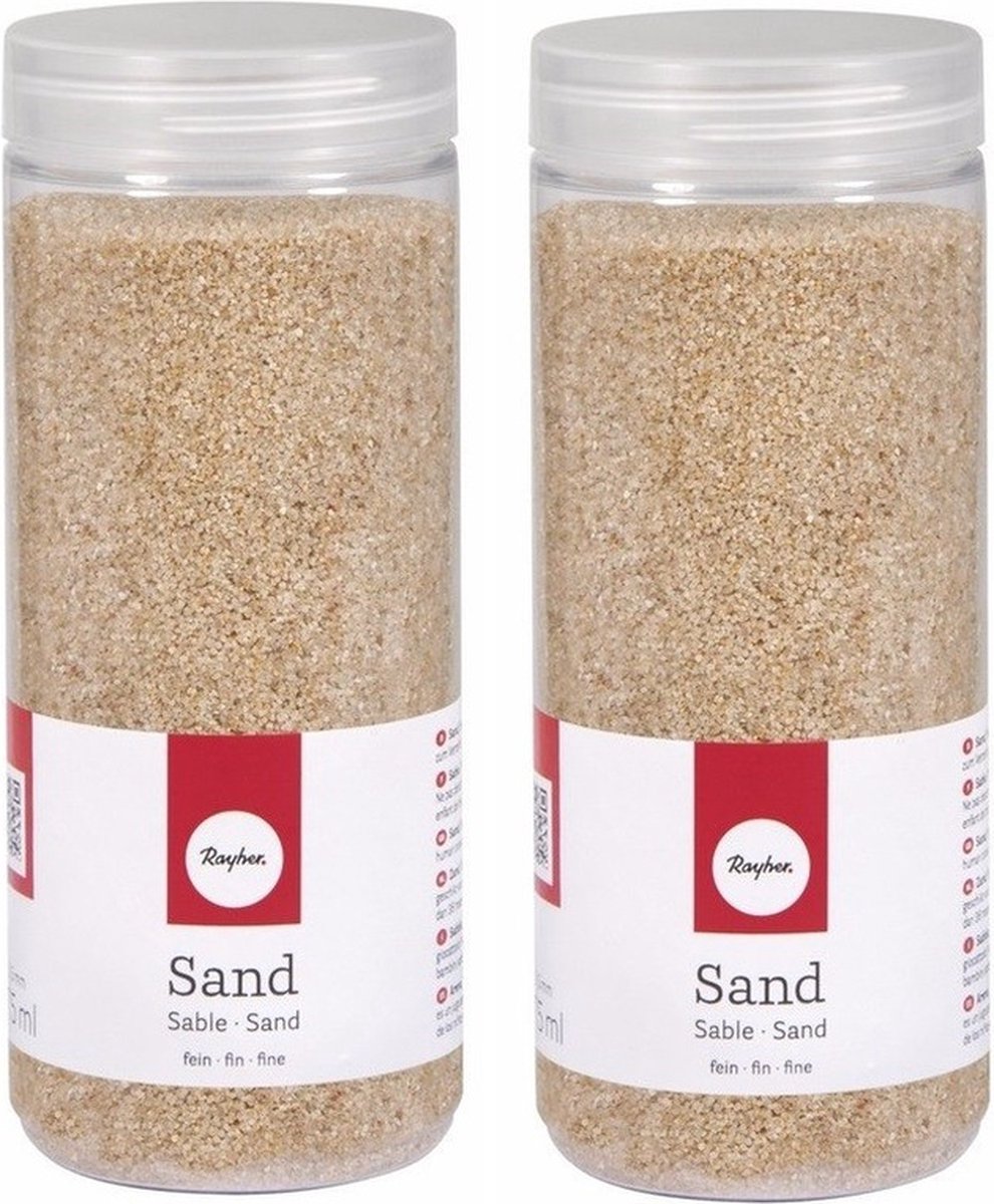 Rayer Hobby fijn decoratie zandkorrels - 2x - beige - 475 ml - zandkorrels - knutselmateriaal
