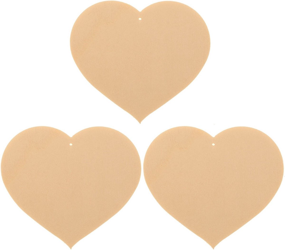 Houten vormen hartjes - 6x - dia 10 cm - Hobby/knutselmateriaal - zelf beschilderen/decoreren - op te hangen