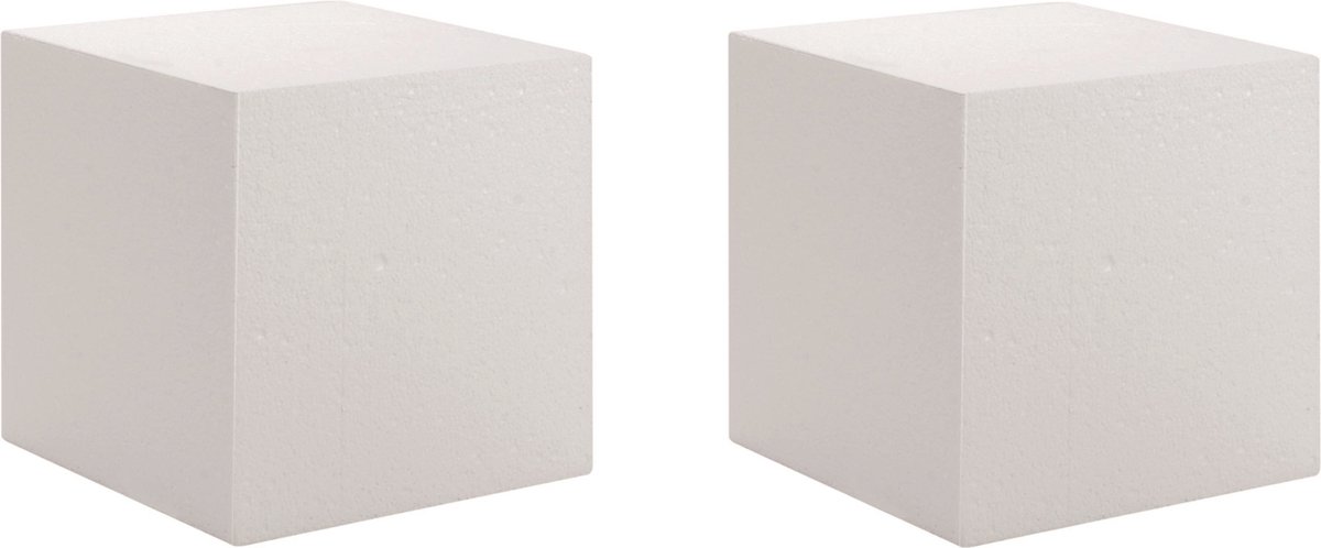 Hobby/knutsel piepschuim kubus blok - 5x - 20 x 20 cm - wit - figuren om te knutselen