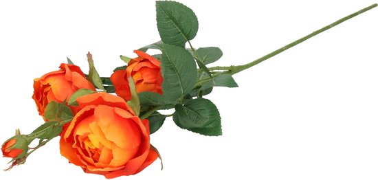 Top Art Rose artificielle Ariana - 3x - orange - 73 cm - tige en plastique - fleurs de décoration