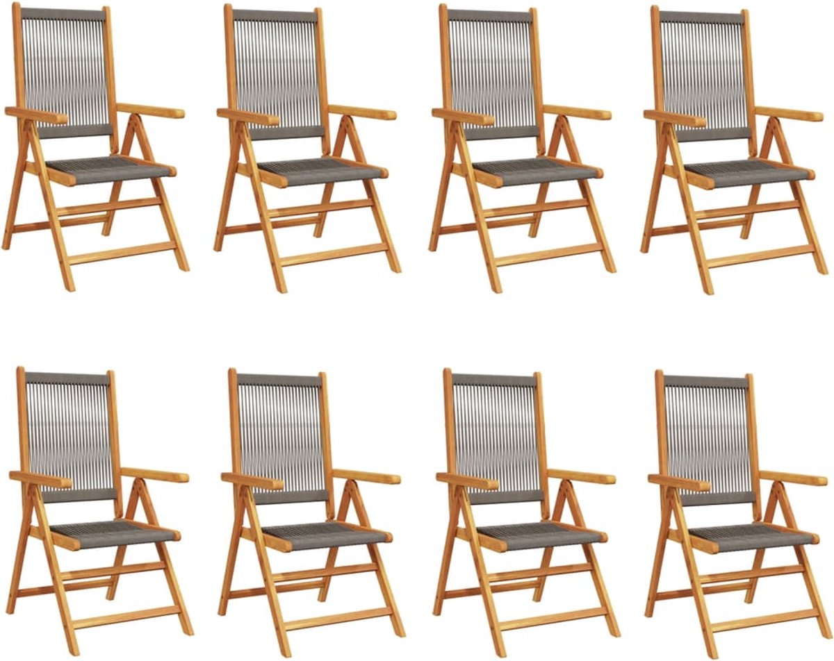 VidaXL Tuinstoelen 8 st verstelbaar massief acaciahout grijs