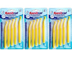 Sanitral hoek interdentale ragers (0,7 mm - maat S), schuine tandborstel voor het reinigen van tanden - uitstekende toegang tussen de tanden - geel (3 x 5 stuks) 15 stuks