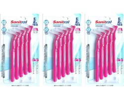 Sanitral hoek interdentale ragers (0,4 mm - maat S0), schuine tandborstel voor het reinigen van tanden - uitstekende toegang tussen de tanden - roze (3 x 5 stuks) 15 stuks
