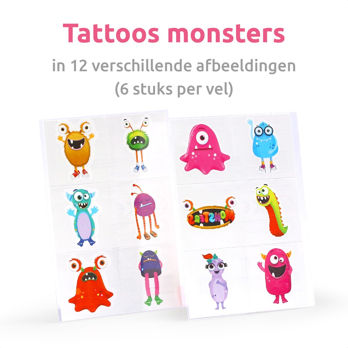 Isa's Friends® - Tattoo's kinderen 36 stuks - Uitdeelcadeau Monsters - Traktatie - Tijdelijke tattoo - Plak tattoo's — afbeelding 4