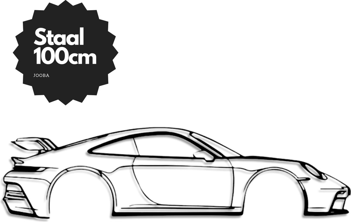 Porsche 911 GT3 RS Silhouette - Metaal Kunst - Wanddecoratie - Man Cave - Auto Decoratie - 100cm X 26cm - Muurdecoratie