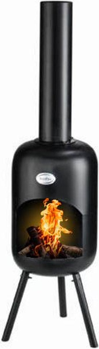 Bol.com BonFeu BonBini Tuinhaard Zwart Staal - Houtkachel - Tuinkachel voor Sfeervolle Avonden - 29x29x117 cm aanbieding