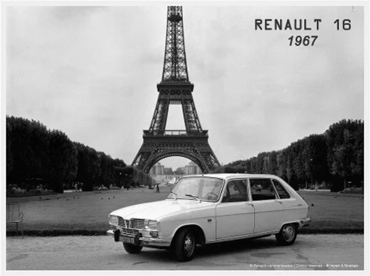 Metaal Bord 30x40 cm Renault 16 Tour Eiffel