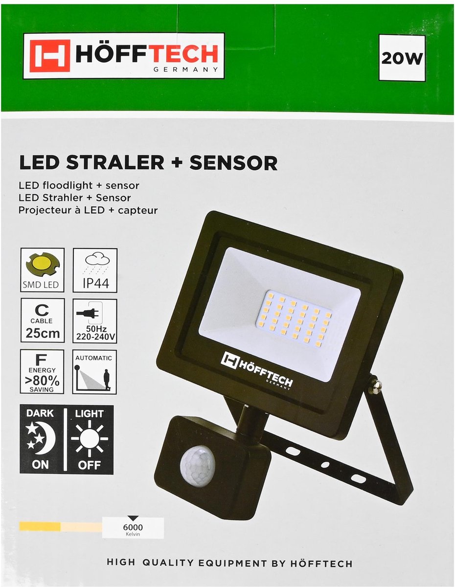 LED Bouwlamp - Facto - 20 Watt met sensor - LED Schijnwerper