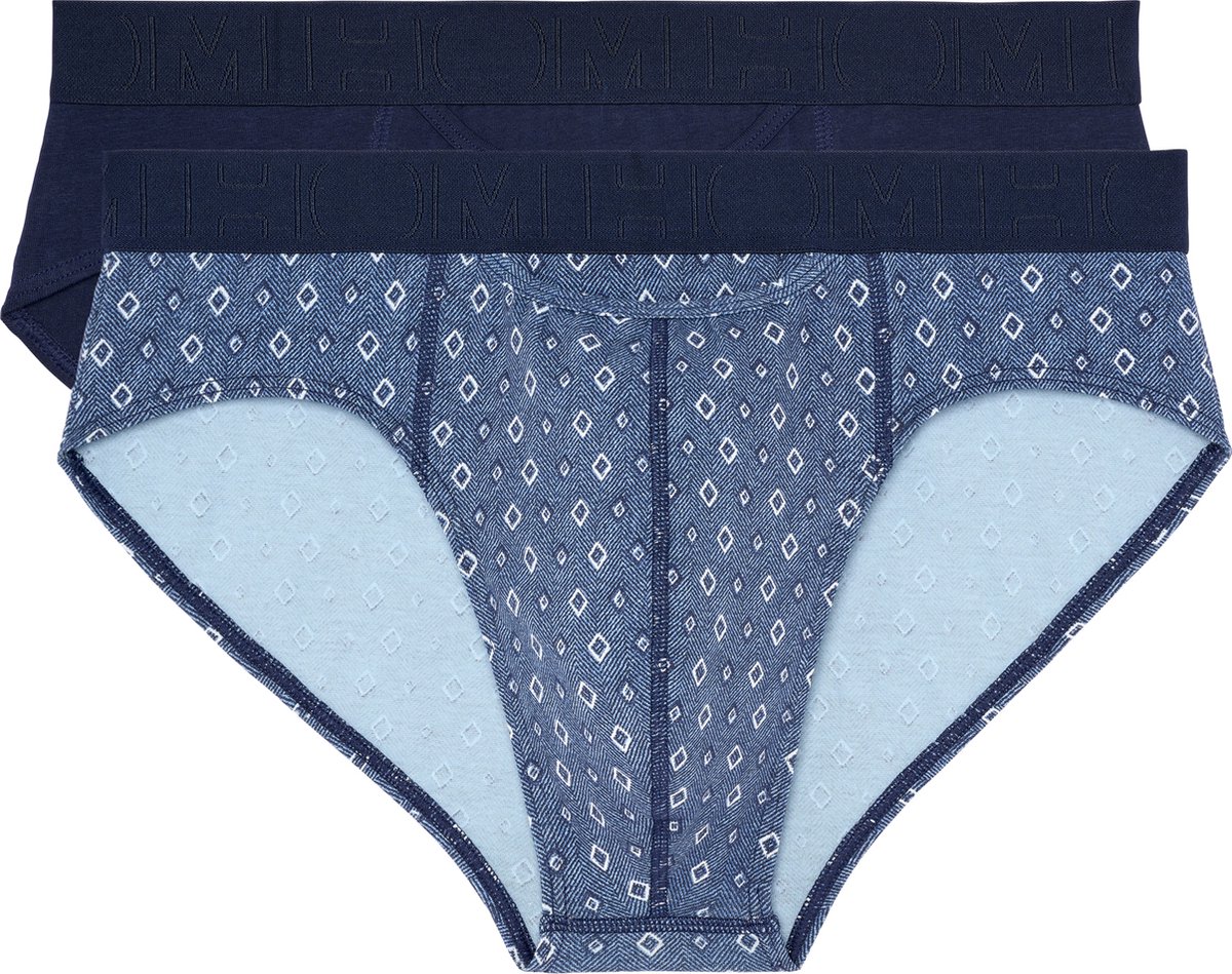HOM - Jonas #2 Mini briefs H01 - 2p - Navy/Blue print - mannen - S