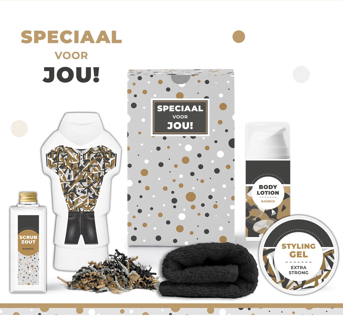 Goedkoopste Geschenkset Speciaal voor jou! - 5 Producten - 800 Gram | Wellness Giftset Voor Hem - Luxe Cadeaubox - Man - Vriend - Collega - Douchegel - Deodorant - Scrubzout - Styling Gel - Vaderdag - Verjaardag Vader- Geslaagd - Stoer Cadeau Pakket - Sport