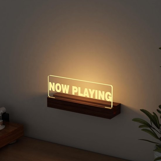 YuanDian Now Playing Vinylplatenstandaard, lichtgevende Now Spinning platenstandaard, houten acrylhouder voor vinyl album, display, opslag, vinylplatenhouder met LED-verlichting