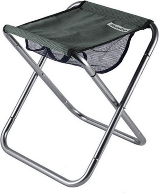Lichtgewicht Aluminium Opvouwbare Campingkruk - Sterk en Draagkrachtig tot 150 kg - Ideaal voor Reizen, Kamperen, Wandelen, Vissen, Tuinieren en Strand - 33x25.5x40.5 cm - Zilvergrijs — afbeelding 2