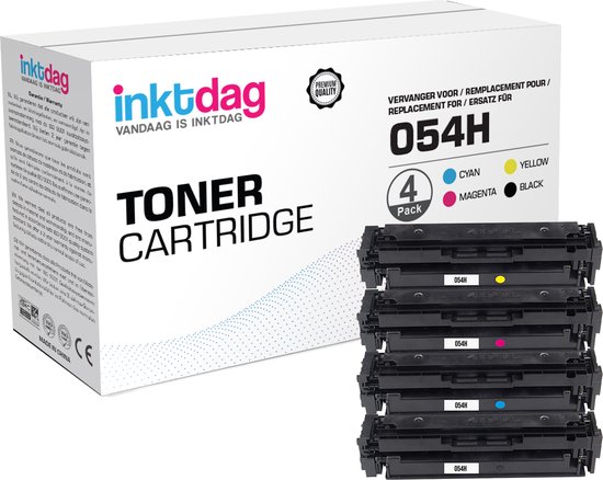 Inktdag  Multipack Laser toner cartridges voor Canon 054H/ / Canon 054(Zwart, Cyaan, Magenta & Geel | Geschikt voor Canon i-Sensys LBP621CW, Canon i-Sensys LBP623CDW, Canon i-Sensys MF641CW, Canon i-Sensys MF643CDW en Canon i-Sensys MF645CX