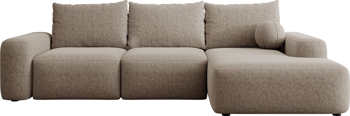 Selsey Hoekbank met slaapfunctie Carnos - lichtbruin chenille - rechtse zijde