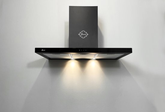 GURARI GCH T 465 IS 90 BL PRIME N Koolfilter, Afzuigkap 90 Cm In Roestvrij Glas Touchcontrol Eek A Wandkap Zeer Krachtige Afzuiging 1000 M H Motor