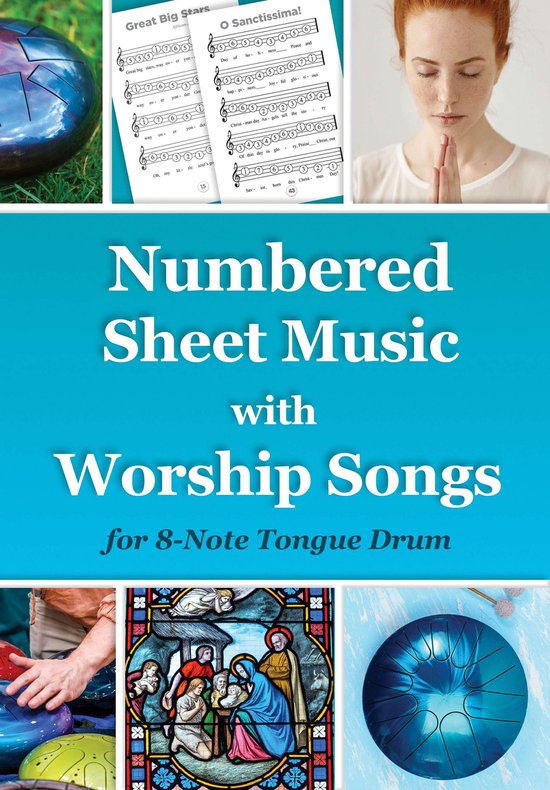 Foto: Numbered sheet music with worship songs for 8 note tongue drum gospel songbook