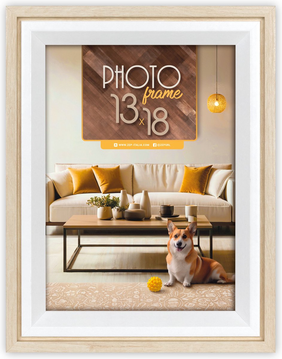 Zep Houten Fotolijst Bologna Wit voor foto formaat 20x30 cm - BG623C