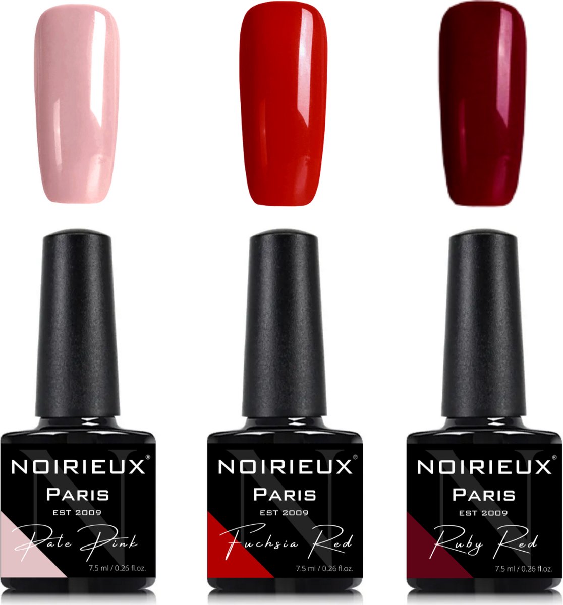 Goedkoopste Gellak - NOIRIEUX® Premium Gellak - Nagellak - Gel nagellak - Pale Pink, Fuchsia Red & Ruby Red
