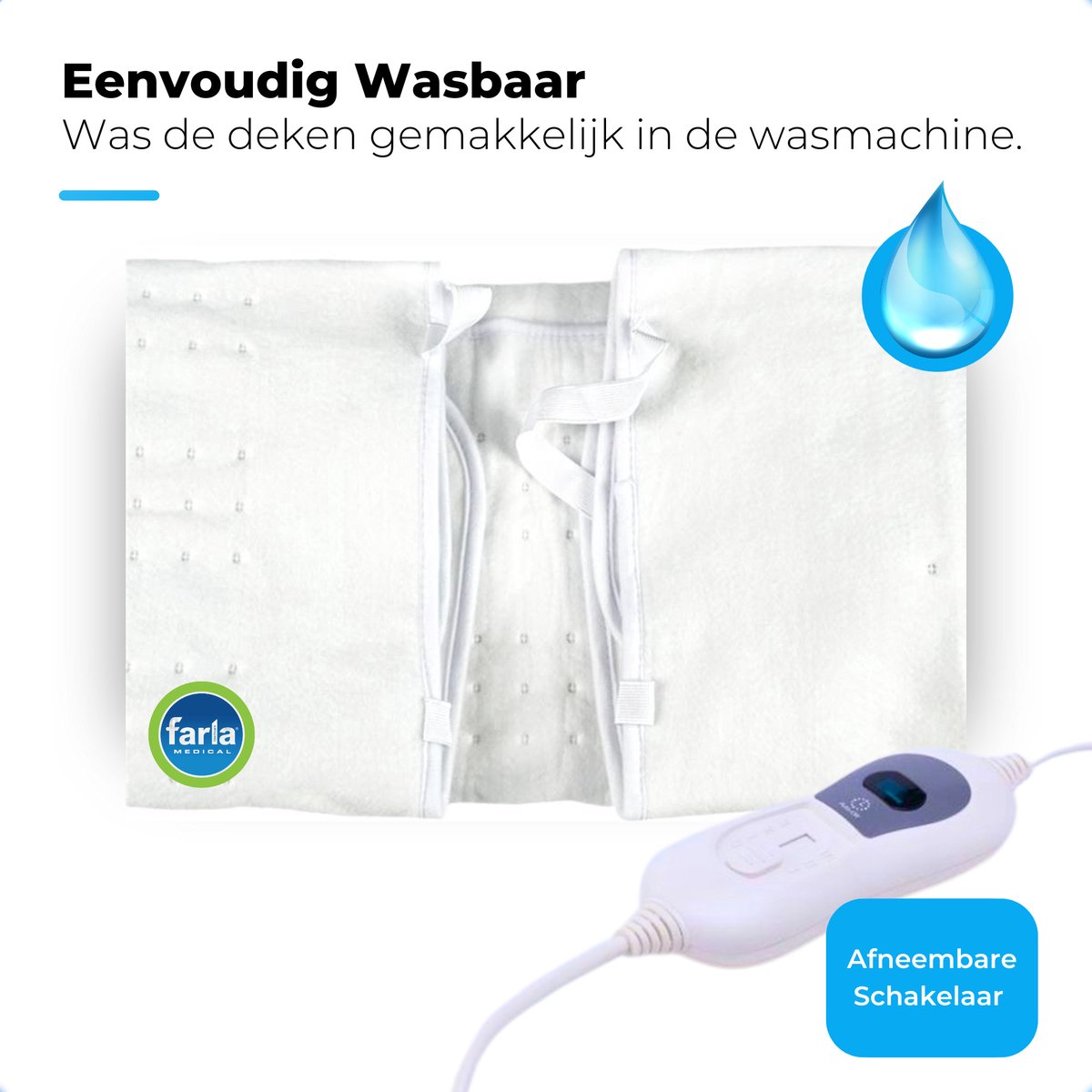 Elektrische Onderdeken Wasbaar - 150cm x 80cm - 3 Temperatuurstanden - Eenpersoons - ademend - snelle opwarming - anti bacterieel - Automatisch uitschakelen na 3 uur - wasbare elektrische onderdeken – foto 6