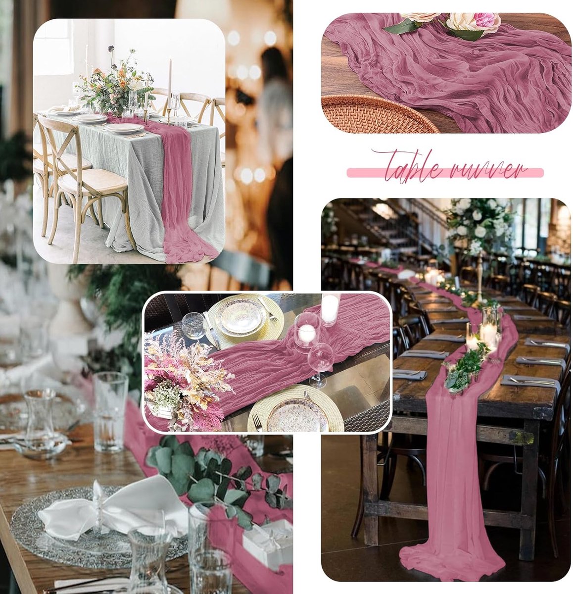 Lot De 6 Chemins De Table En étamine, Tissu De Gaze Bohème - 89,9