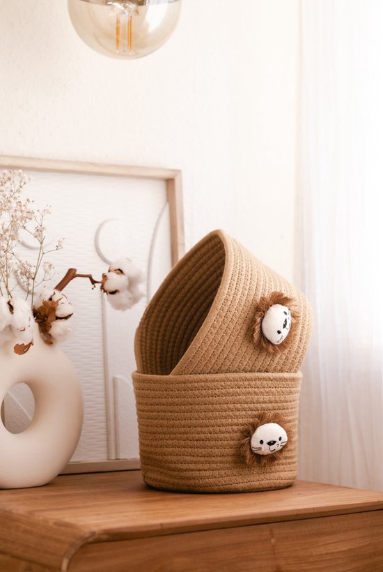 Kersvers jute commodemandje leeuw small - jungle - opbergmandje - baby mand - commode organizer - Jungle baby kamer- bruin - kraamcadeau - baby kraamcadeau - babykamer - 1 commodemandje — afbeelding 4
