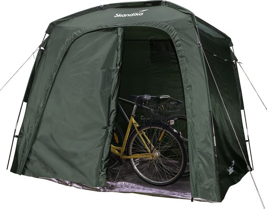 Foto: Skandika opslagtent l tent opslagtenten waterdicht wintervast met vloer shelter fietsenstalling storage tent opbergtent schuurtent fietstent garagetent 200 x 150 x 170 cm lxbxh outdoor tuin kamperen groen