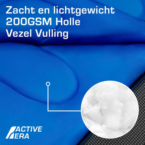 Active Era Premium Slaapzak - 200 GSM Vulling en Aanritsbaar - Dekenmodel - Lente/Zomer voor Kamperen, Camping, Backpacken, Hiken, Festivals, Logeren, Buitenhuis - Volwassenen & Kinderen - 190x75cm - Blauw van Active Era — afbeelding 5