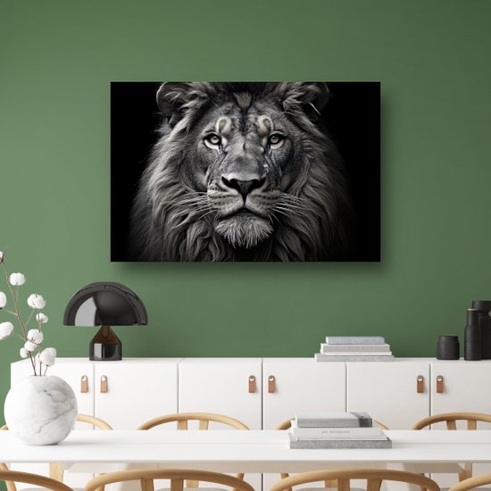 Peinture sur verre Lion - Peinture Animaux sur verre - Peintures en verre Crinière - Décoration salon industrielle - Peintures plexiglas - Décoration maison verre acrylique 120x80 cm