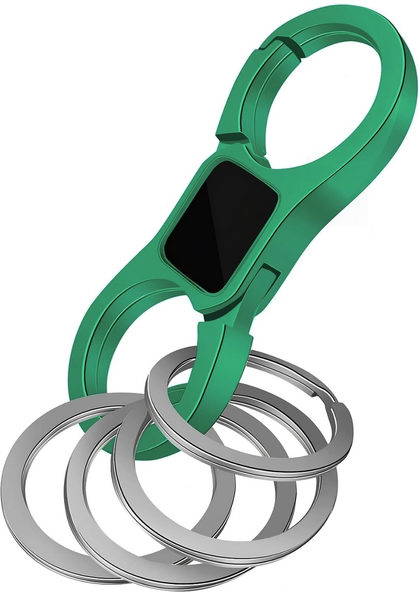 Luxe Metaal Dubbelzijdig Karabijnhaak Sleutelhanger met Sleutelringen - Quick-Release Auto Sleutelhouder Ringen - Musketonhaak Keychain voor Volwassen, Mannen, Vrouwen - Karabijnsluiting Sleutel Hanger - Groen