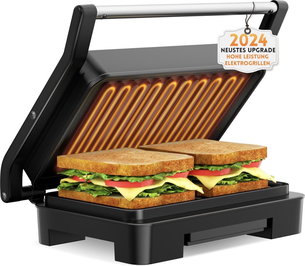 Contactgrill steak en als paninigrill elektrische grill sandwichtoaster broodmachine roestvrij stalen tafelgrill met grill broodbakvorm anti-aanbaklaag (grijs)