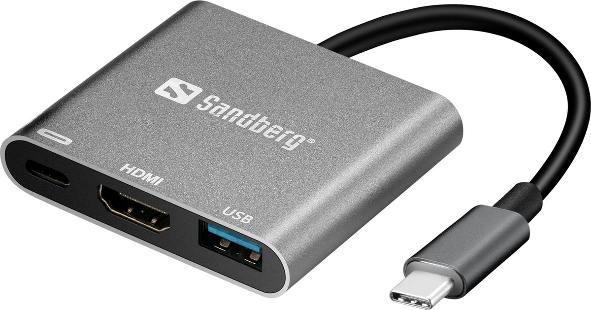 Sandberg - 136-00 - USB-C Mini Dock HDMI+USB - Full HD 4K video streaming - 60HZ