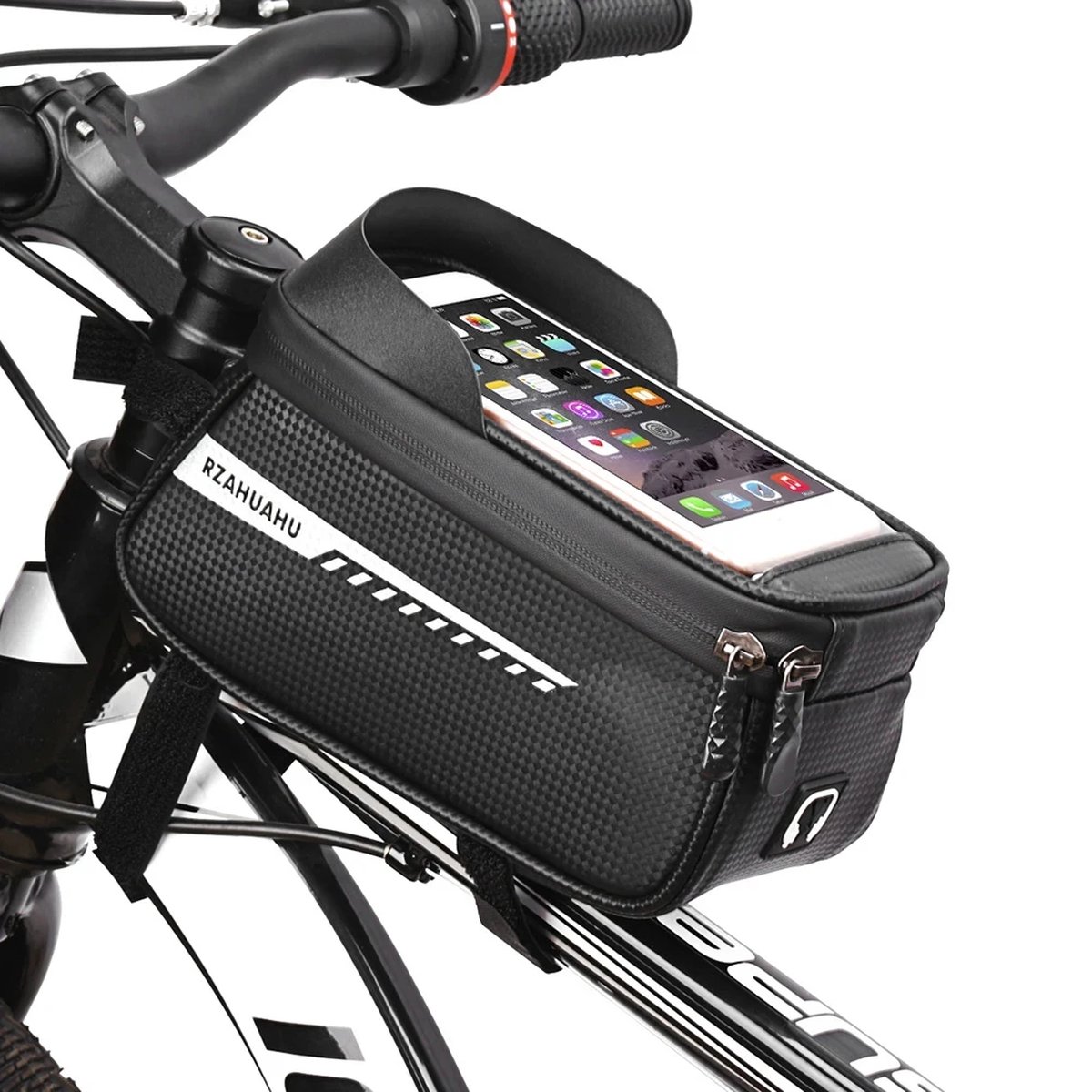 Fatbike Telefoonhoes - waterdicht - universeel - zwart - Waterdichte Telefoon Tas voor E-bike, Fatbike, Racefiets, Bakfiets en Meer - Veilig en Slim Opbergen, Geschikt voor Navigatie! 23x13x10 – foto 4