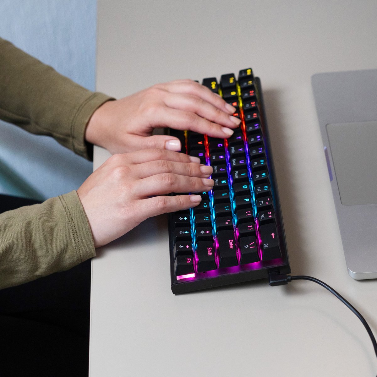 getcetera 60% Mechanisch Gaming Toetsenbord - Blue Switches - Zwart thumbnail 3