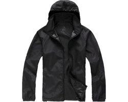 Regenjas - Windstopper Windjack - Jas Opvouwbaar - Waterafstotend - Outdoor - Beschermend Jas - Zwart - Maat L - LOUZIR