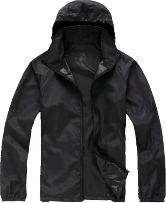 Regenjas - Windstopper Windjack - Jas Opvouwbaar - Waterafstotend - Outdoor - Beschermend Jas - Zwart - Maat L - LOUZIR