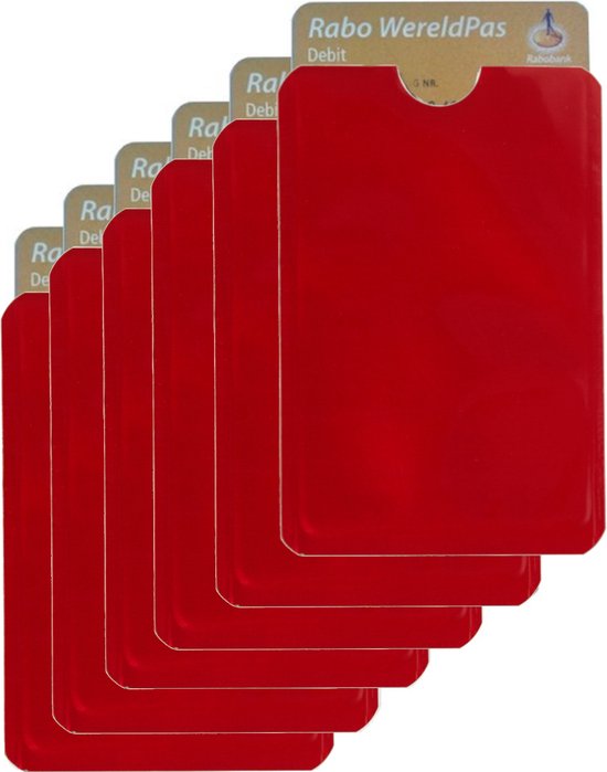 Lot de 6 protège-cartes bancaires RFID - Porte-cartes souple - Anti-écrémage - Rouge - Livraison gratuite