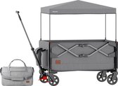 Bol.com LifeGoods Bolderkar - Opvouwbaar - Kinderenvervoer - 80KG Draagkracht - Strandkar - Draaibare Wielen - Grijs aanbieding